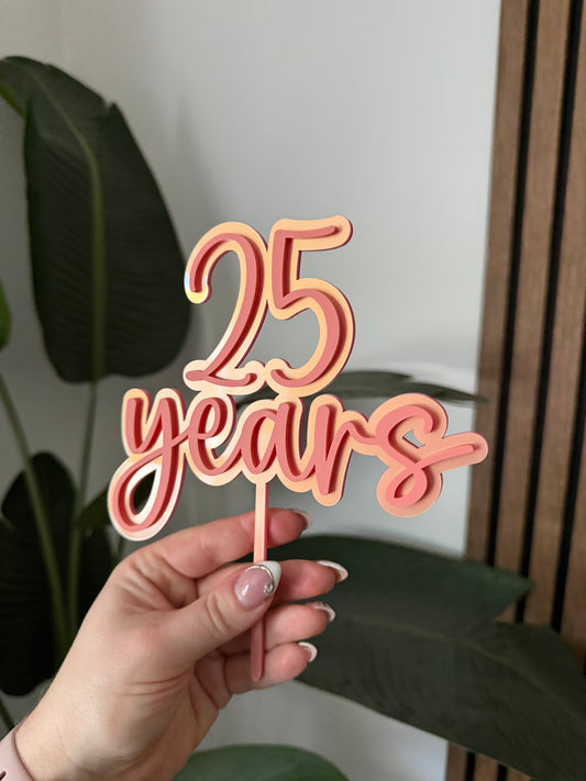 Double Layer Cake Topper - Cursive Age