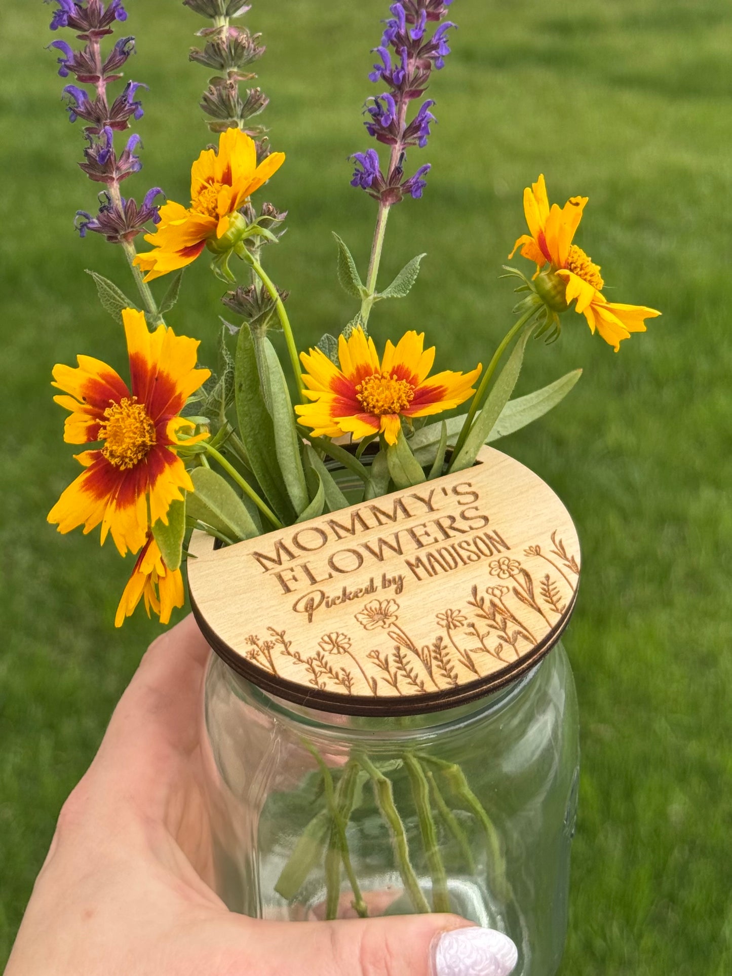 Mason Jar Lid Flower Holder