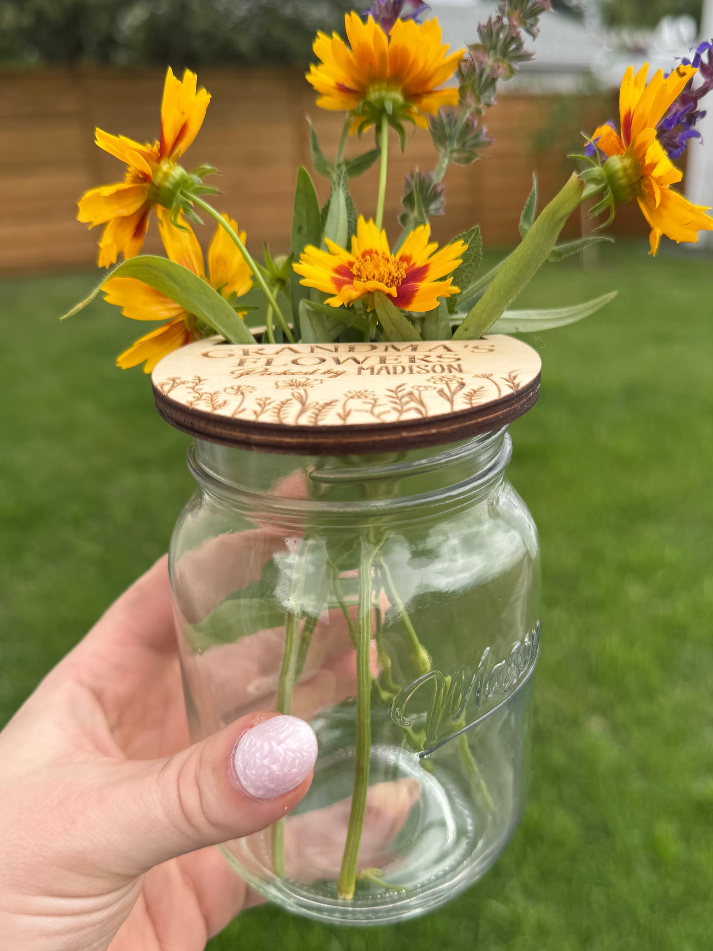 Mason Jar Lid Flower Holder