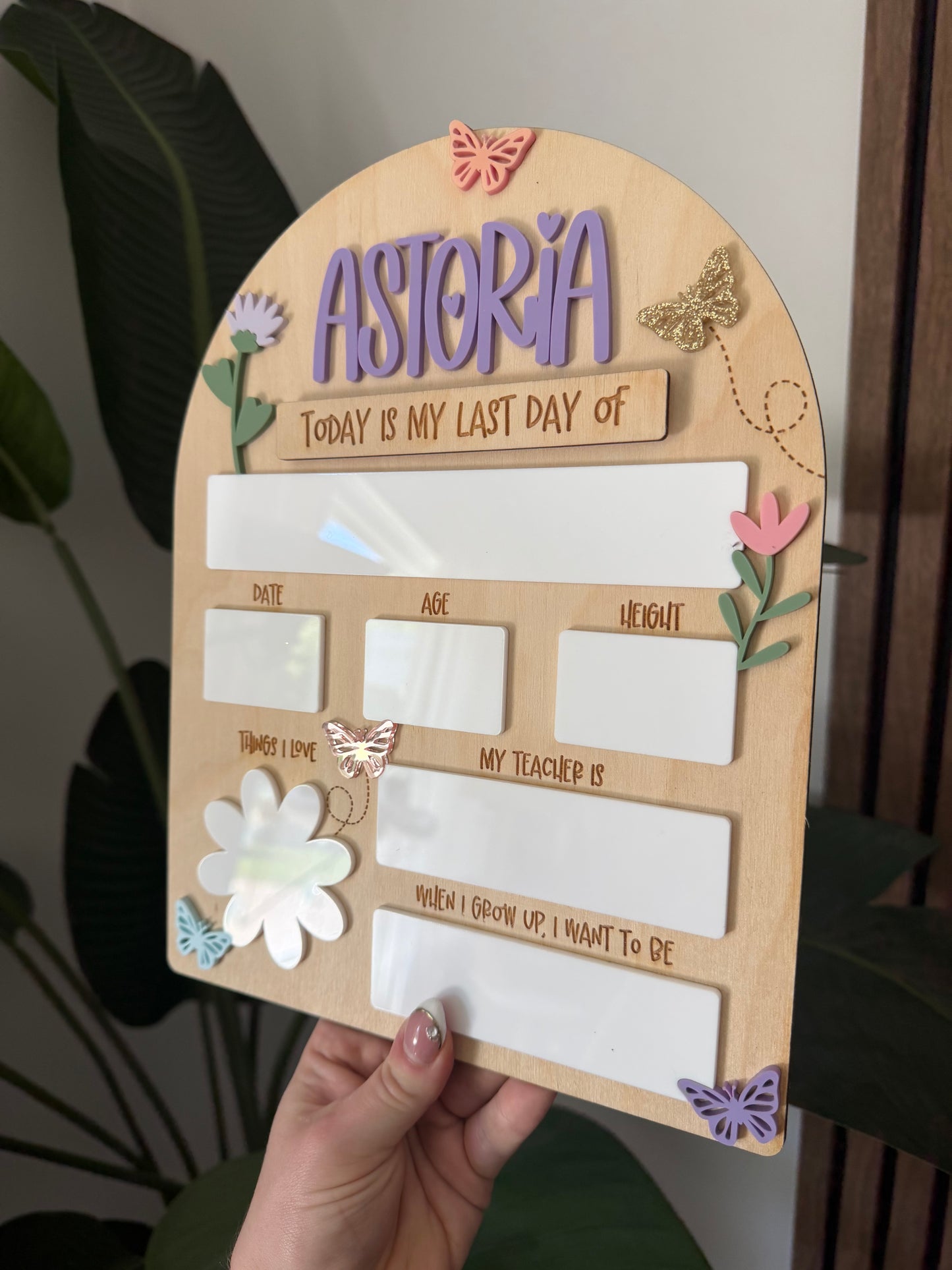 First Day / Last Day School Sign - Flower / Butterfly themed