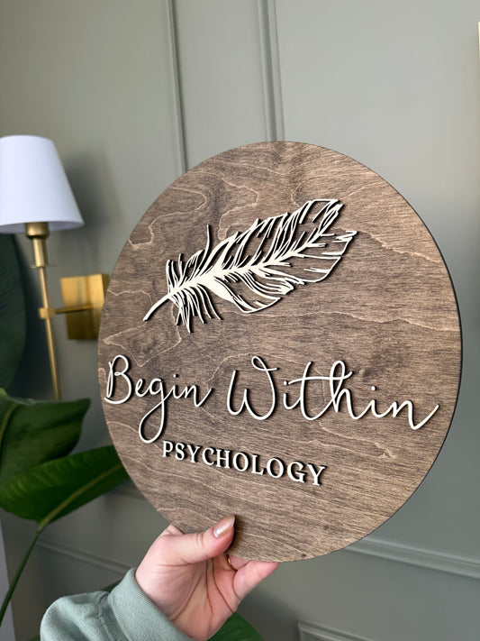 Wood Round Logo Sign