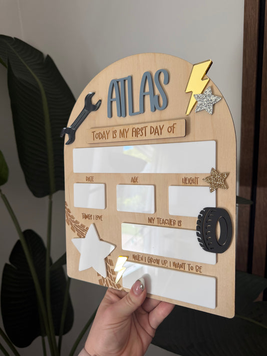 First Day / Last Day School Sign - Stars and Tools