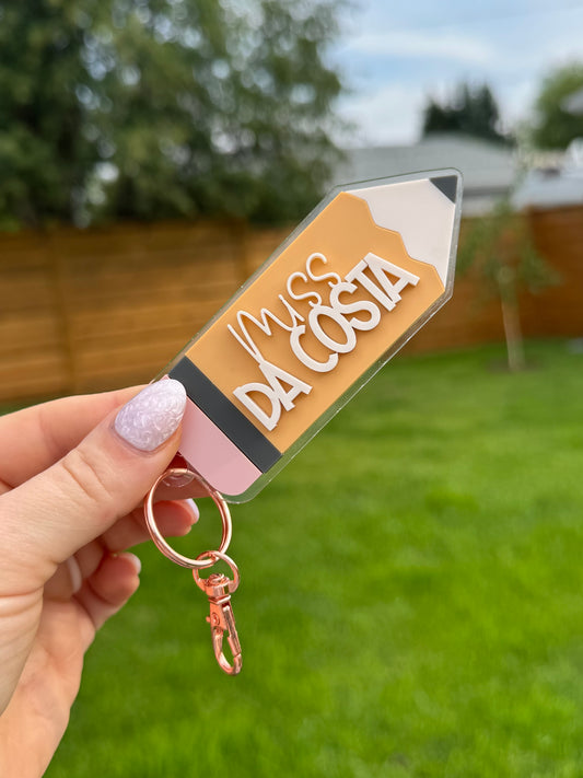 Teacher Pencil Keychain
