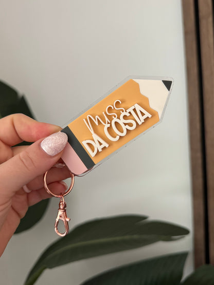Teacher Pencil Keychain