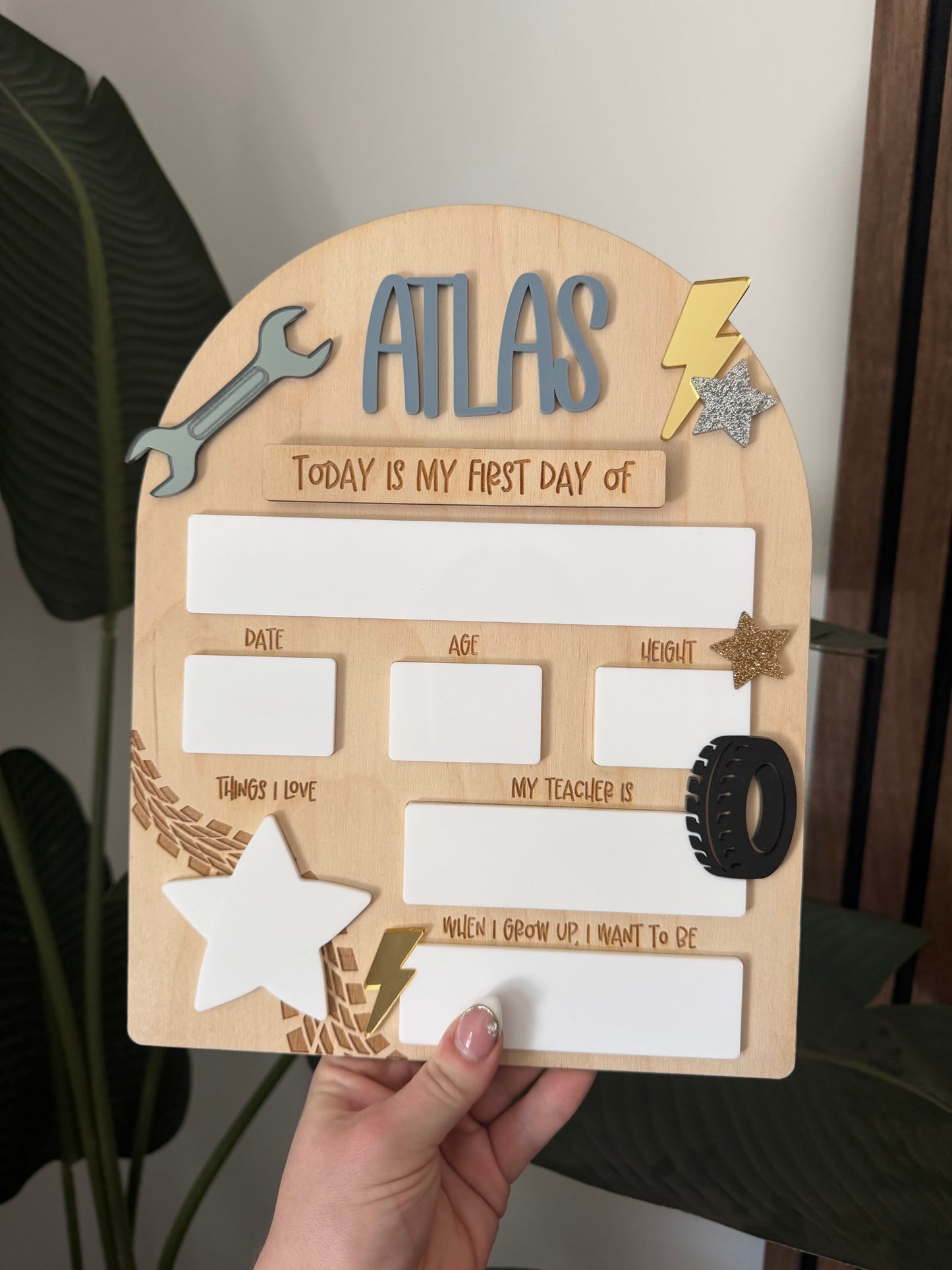First Day / Last Day School Sign - Stars and Tools
