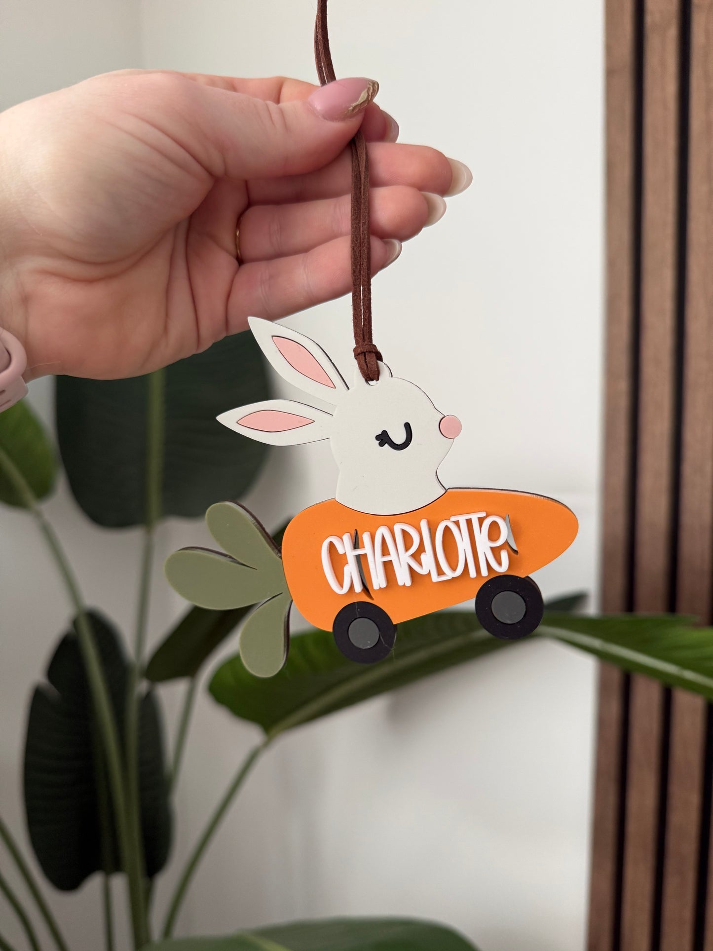 Carrot Bunny Car Easter Name Tag