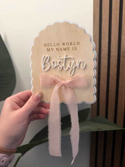 Name Announcement - Wavey scallops with Chiffon Bow