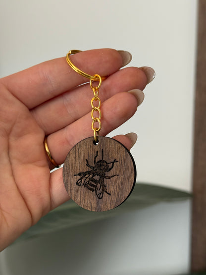 Round Walnut Keychain