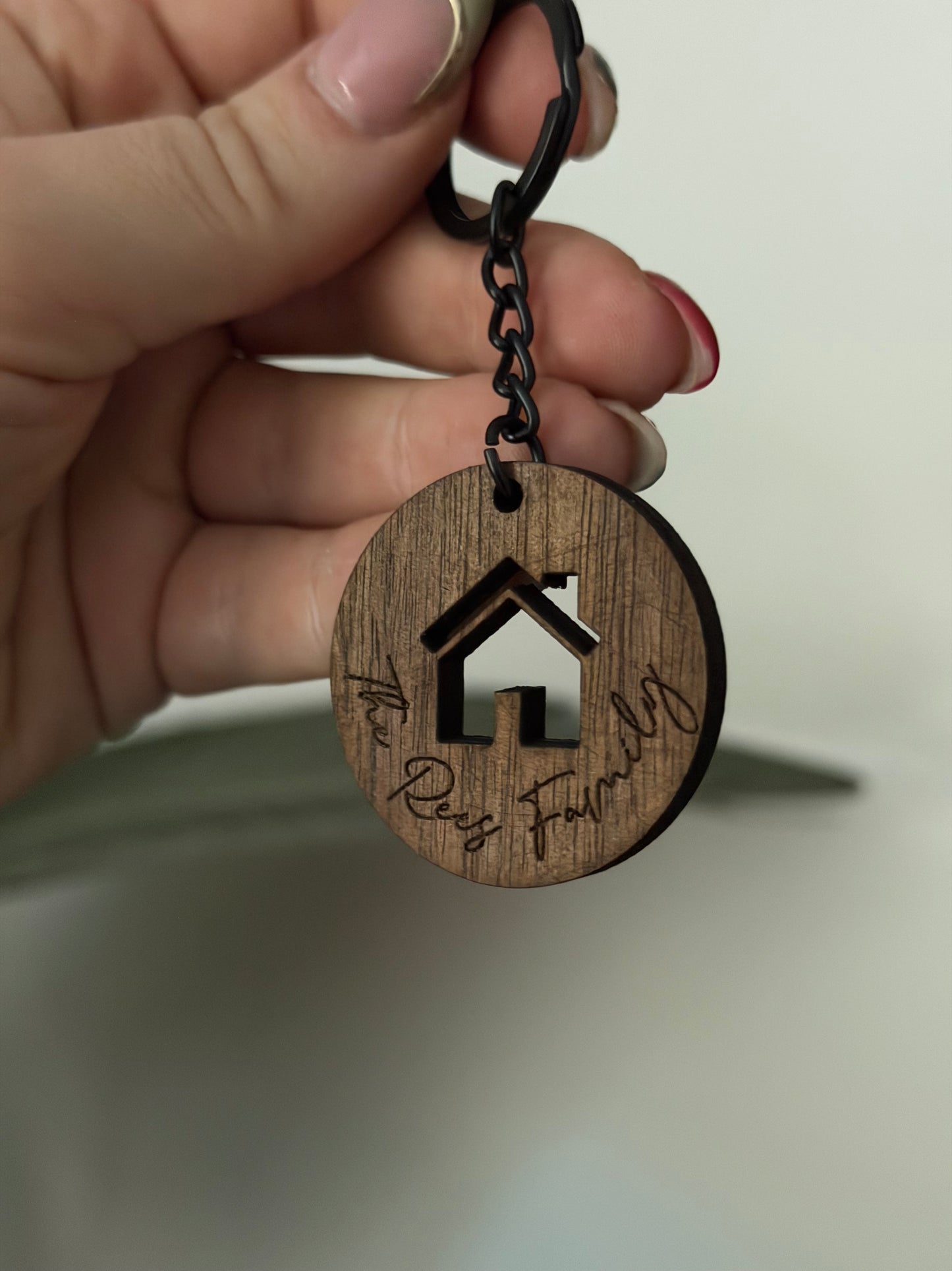 Round Walnut Keychain