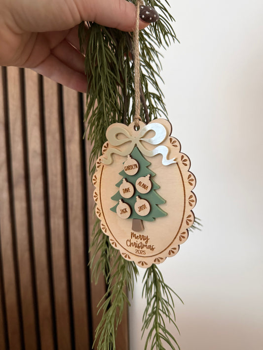 Family Scalloped Bow Ornament