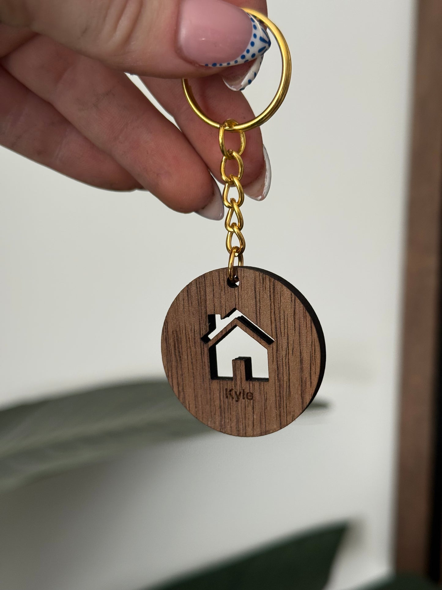 Round Walnut Keychain