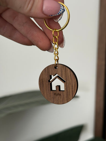 Round Walnut Keychain