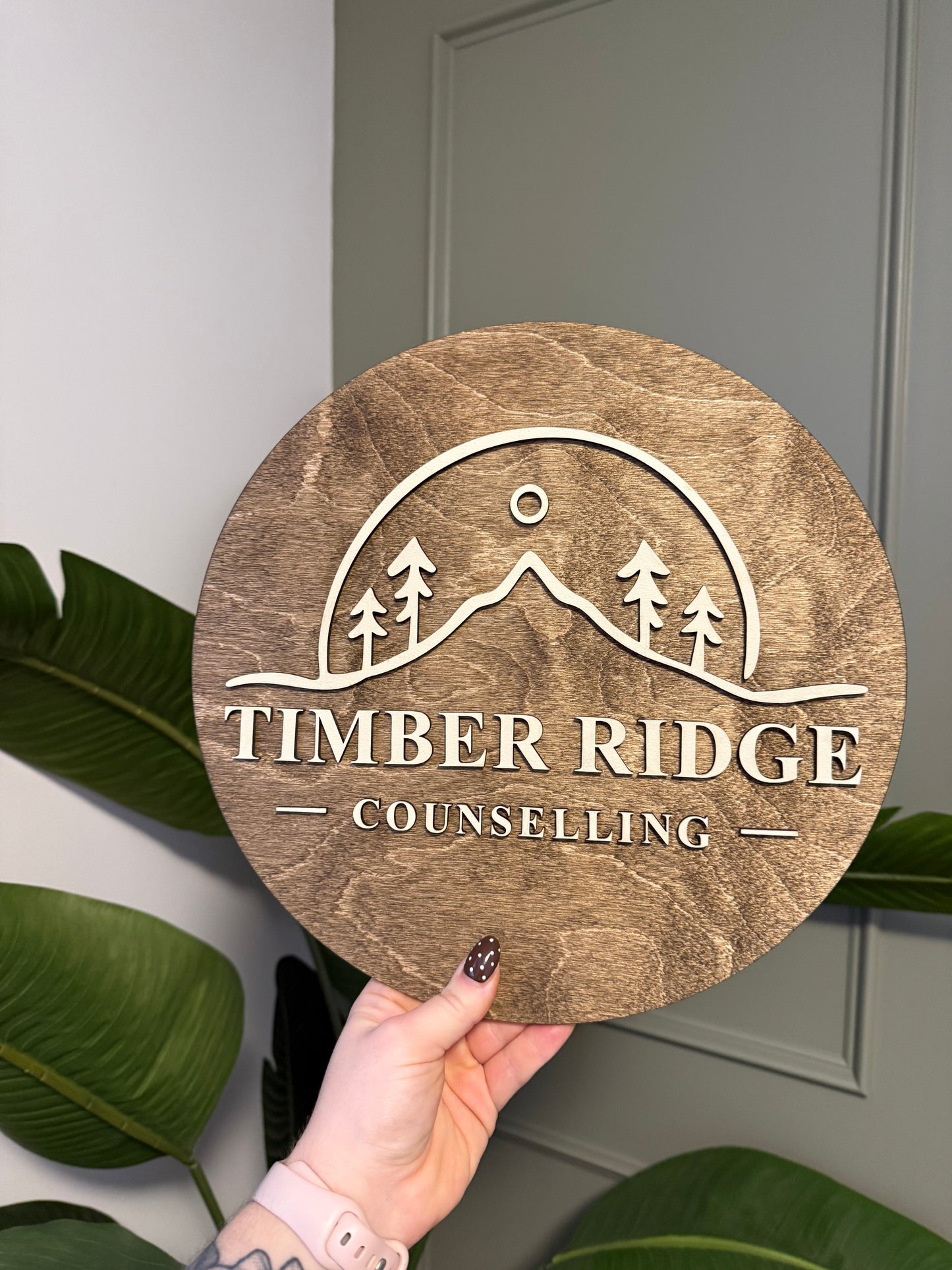 Wood Round Logo Sign