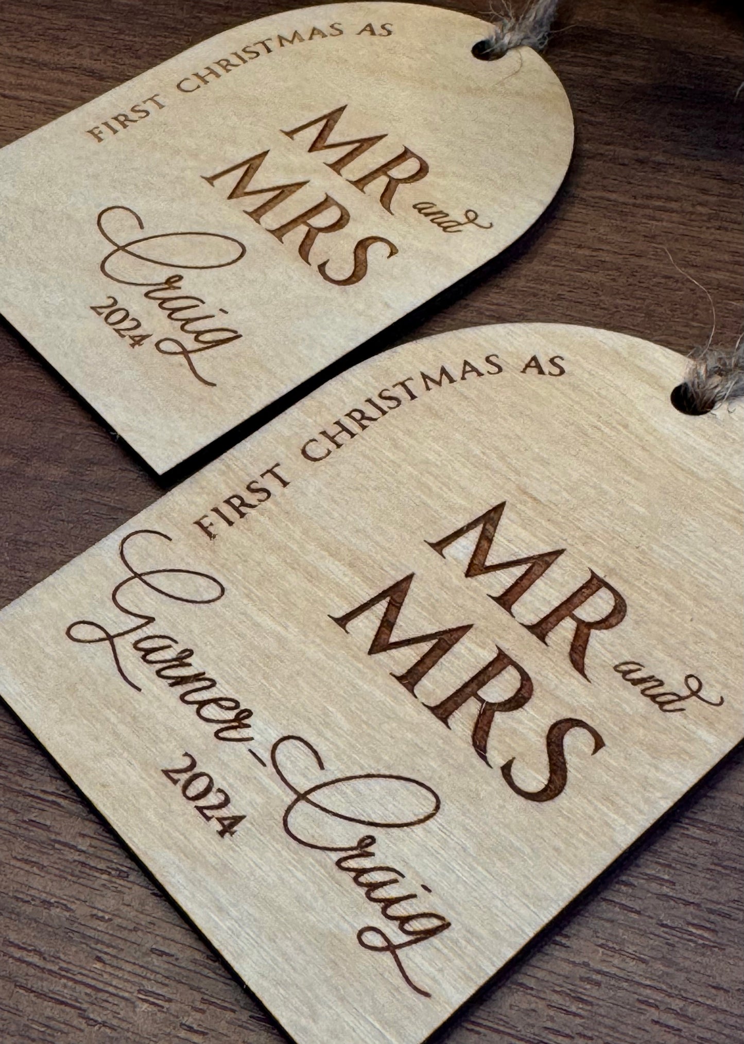 Wooden Ornament - First Christmas as Mr & Mrs