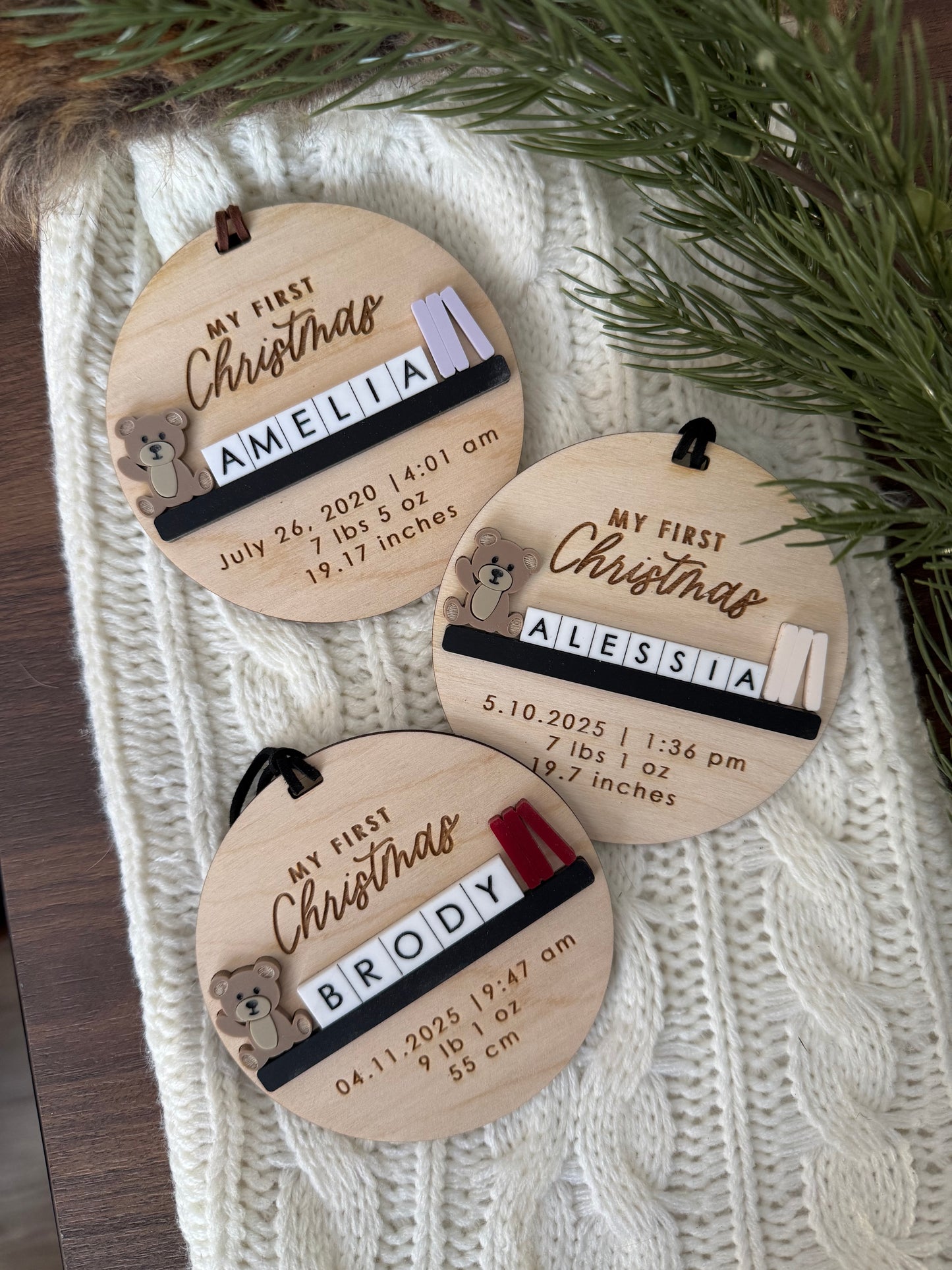 My First Christmas Block Name Ornament