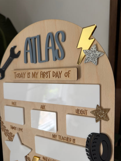 First Day / Last Day School Sign - Stars and Tools