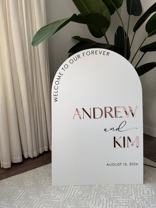 Acrylic Arch Welcome Wedding Sign