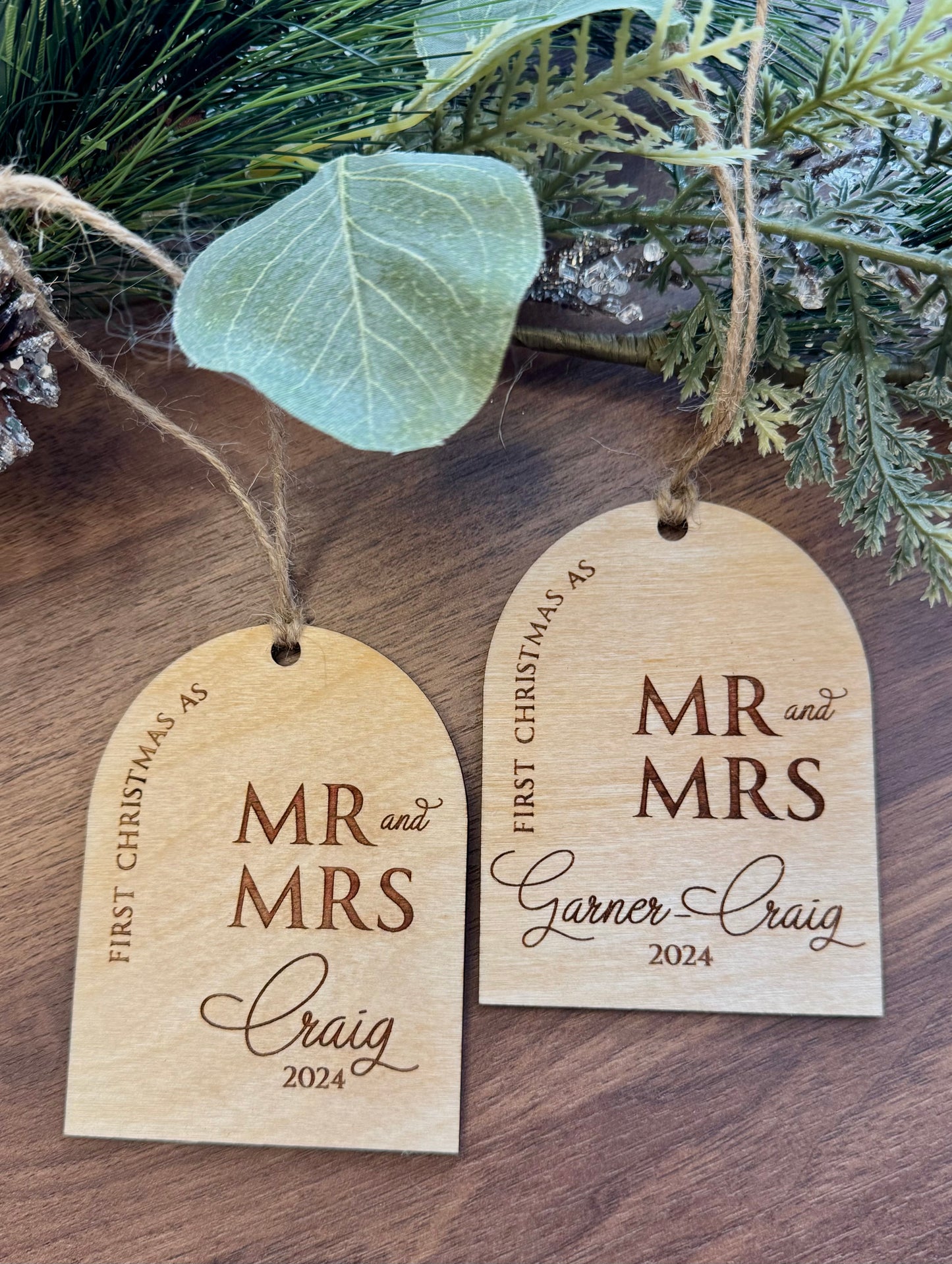 Wooden Ornament - First Christmas as Mr & Mrs