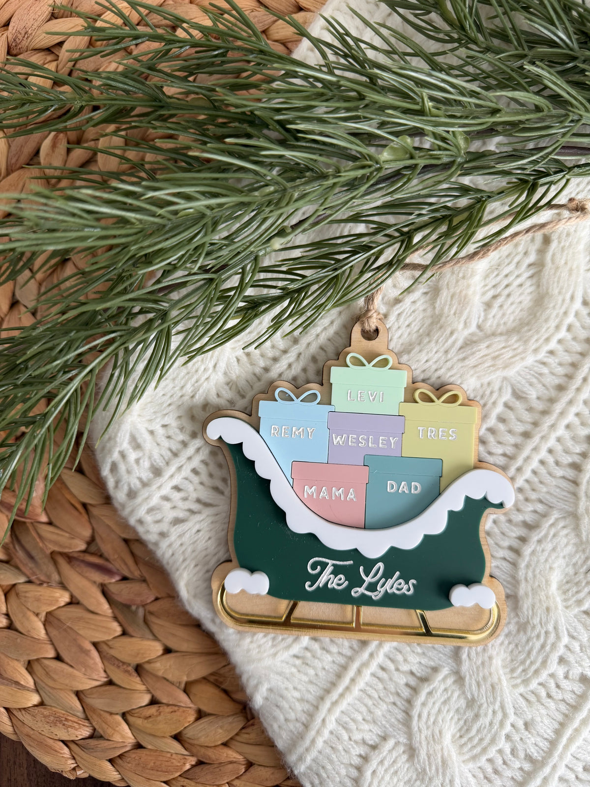 Family Sleigh Ornament