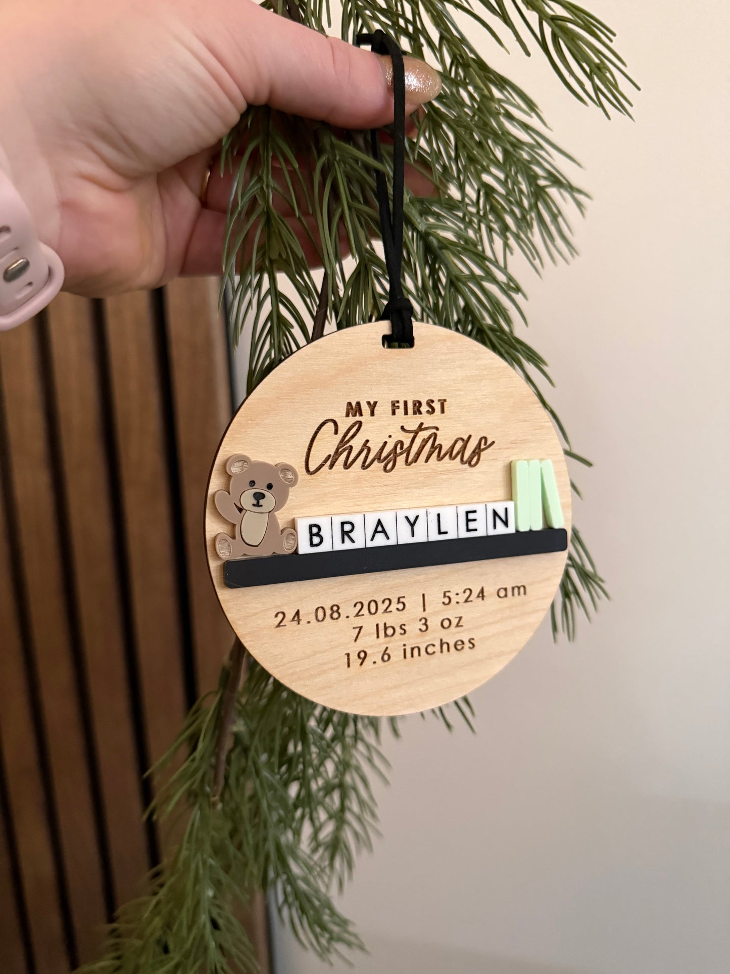 My First Christmas Block Name Ornament