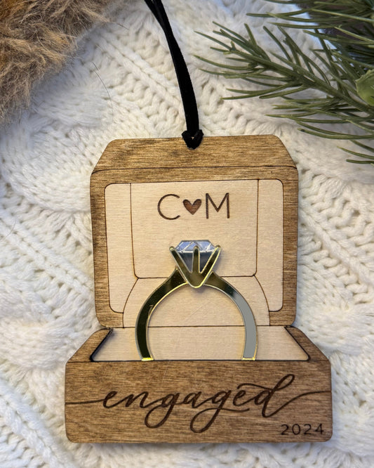 Wooden Ornament - Engaged Ring Box