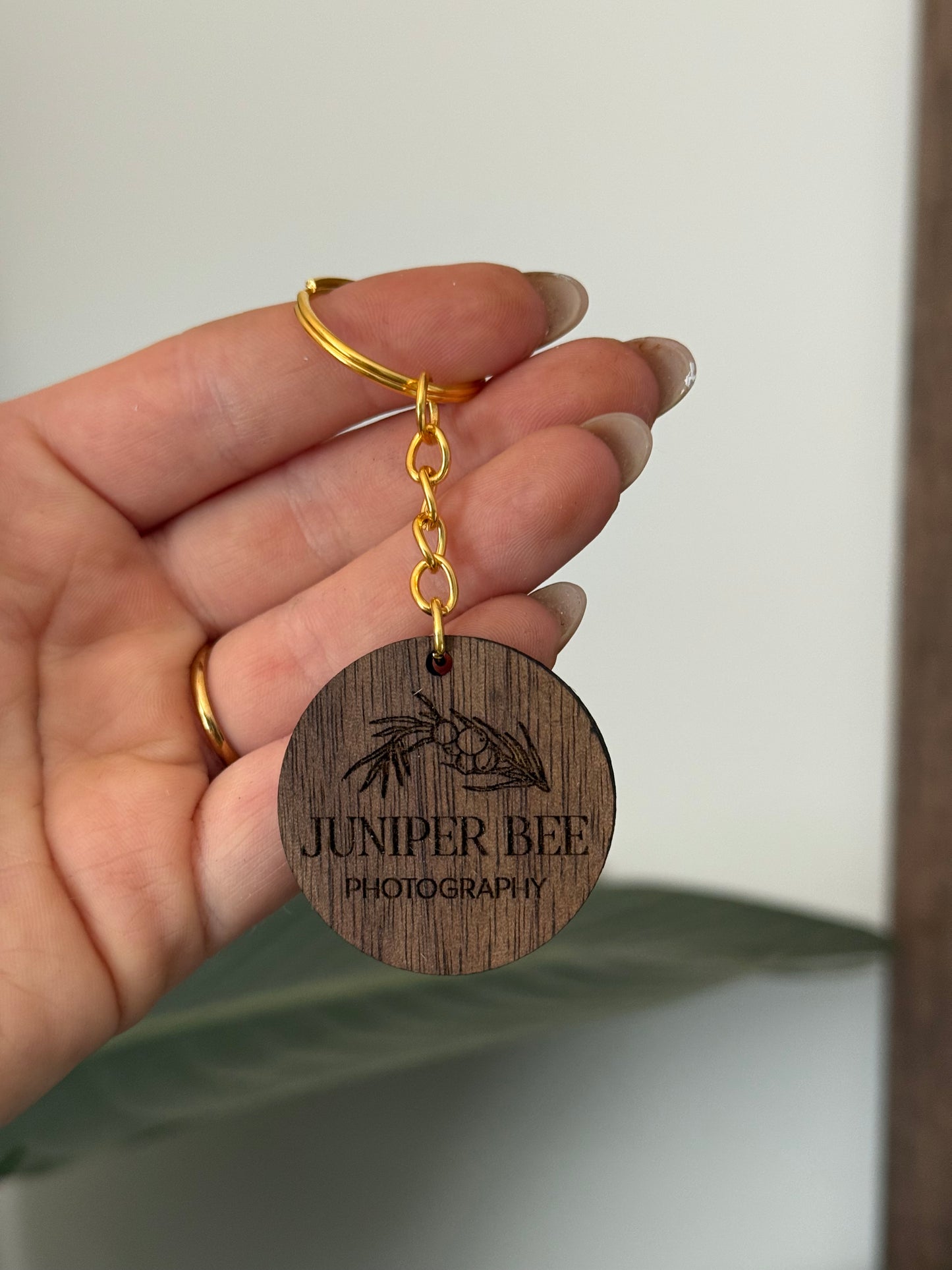 Round Walnut Keychain