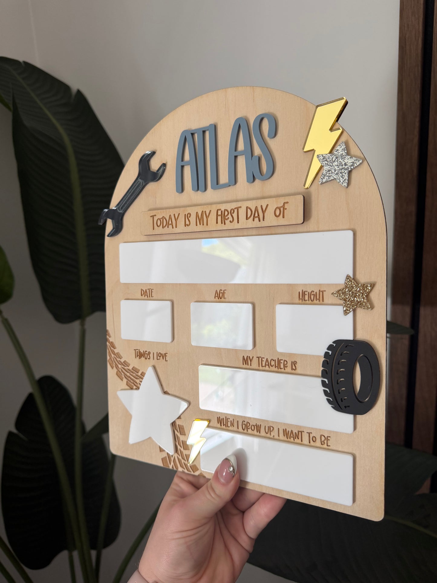 First Day / Last Day School Sign - Stars and Tools