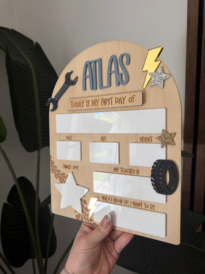 First Day / Last Day School Sign - Stars and Tools
