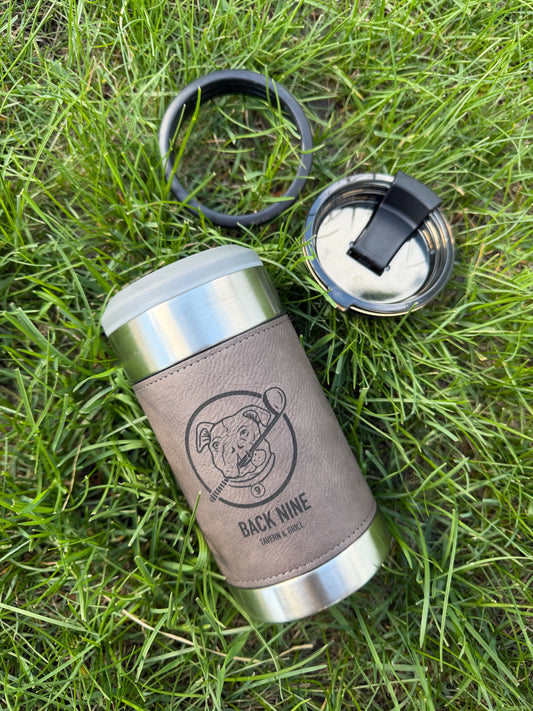 Leather Wrapped  3-in-1 Can Cooler / Tumbler