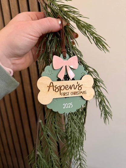Dog's First Christmas Wreath Ornament