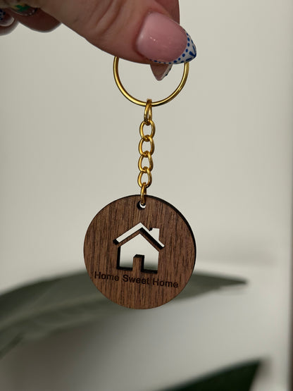 Round Walnut Keychain
