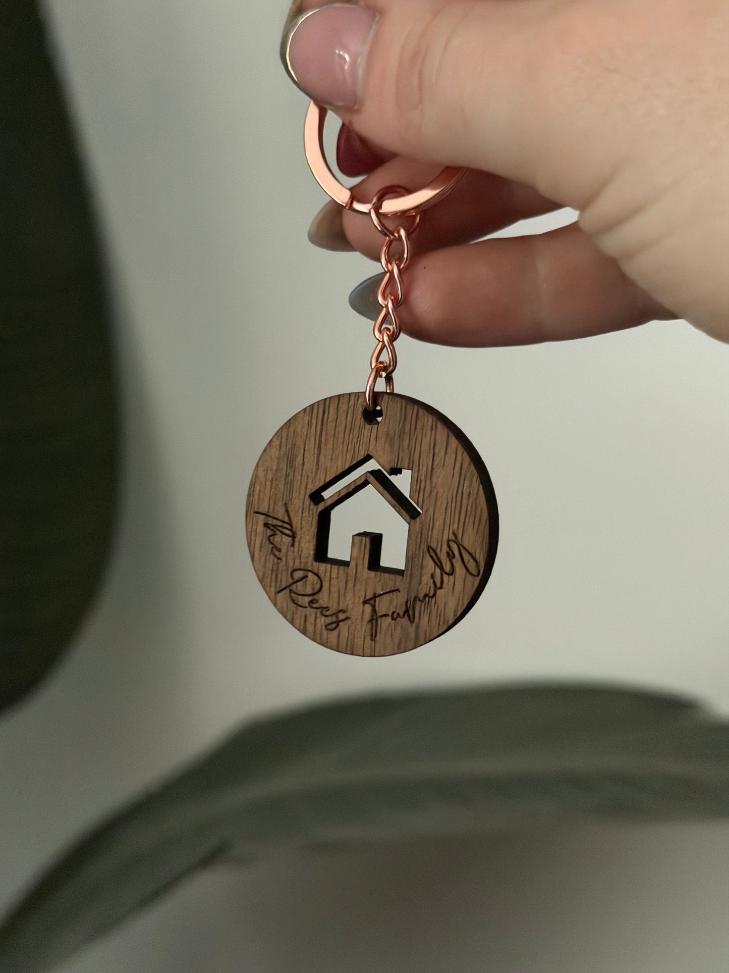 Round Walnut Keychain