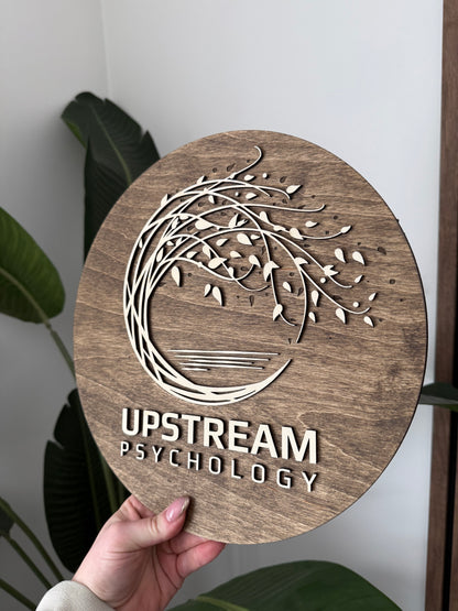 Wood Round Logo Sign
