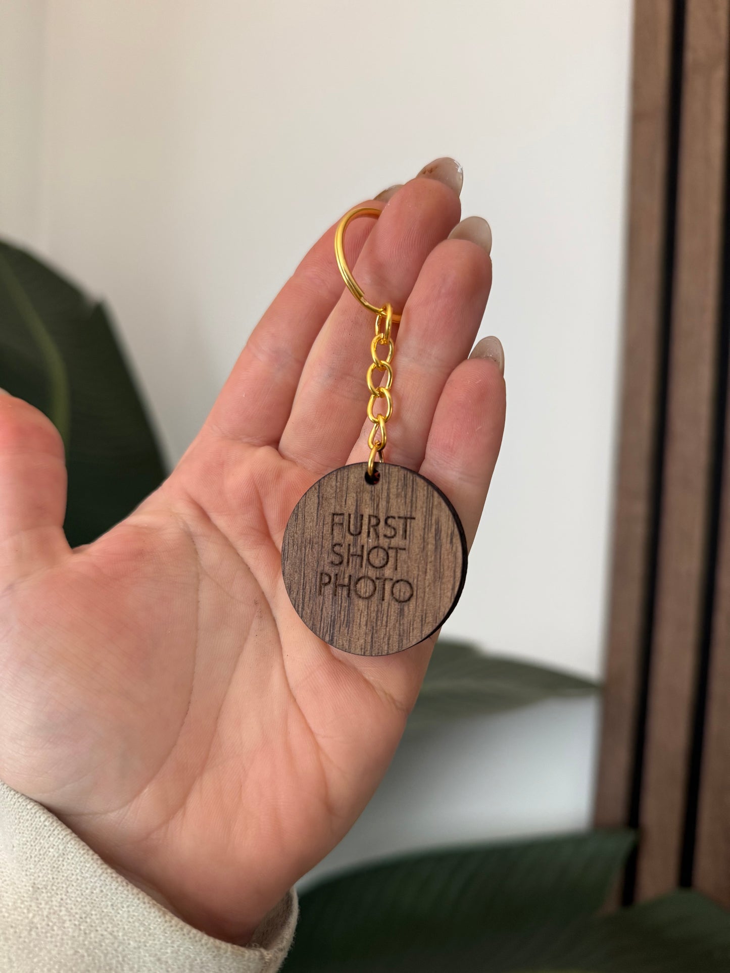 Round Walnut Keychain