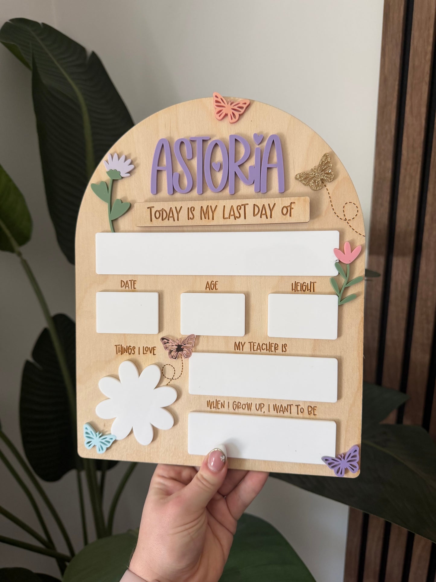 First Day / Last Day School Sign - Flower / Butterfly themed