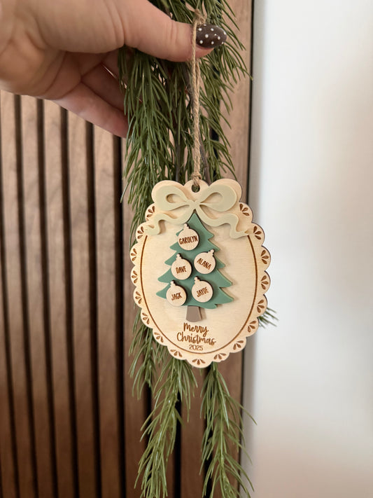 Family Scalloped Bow Ornament