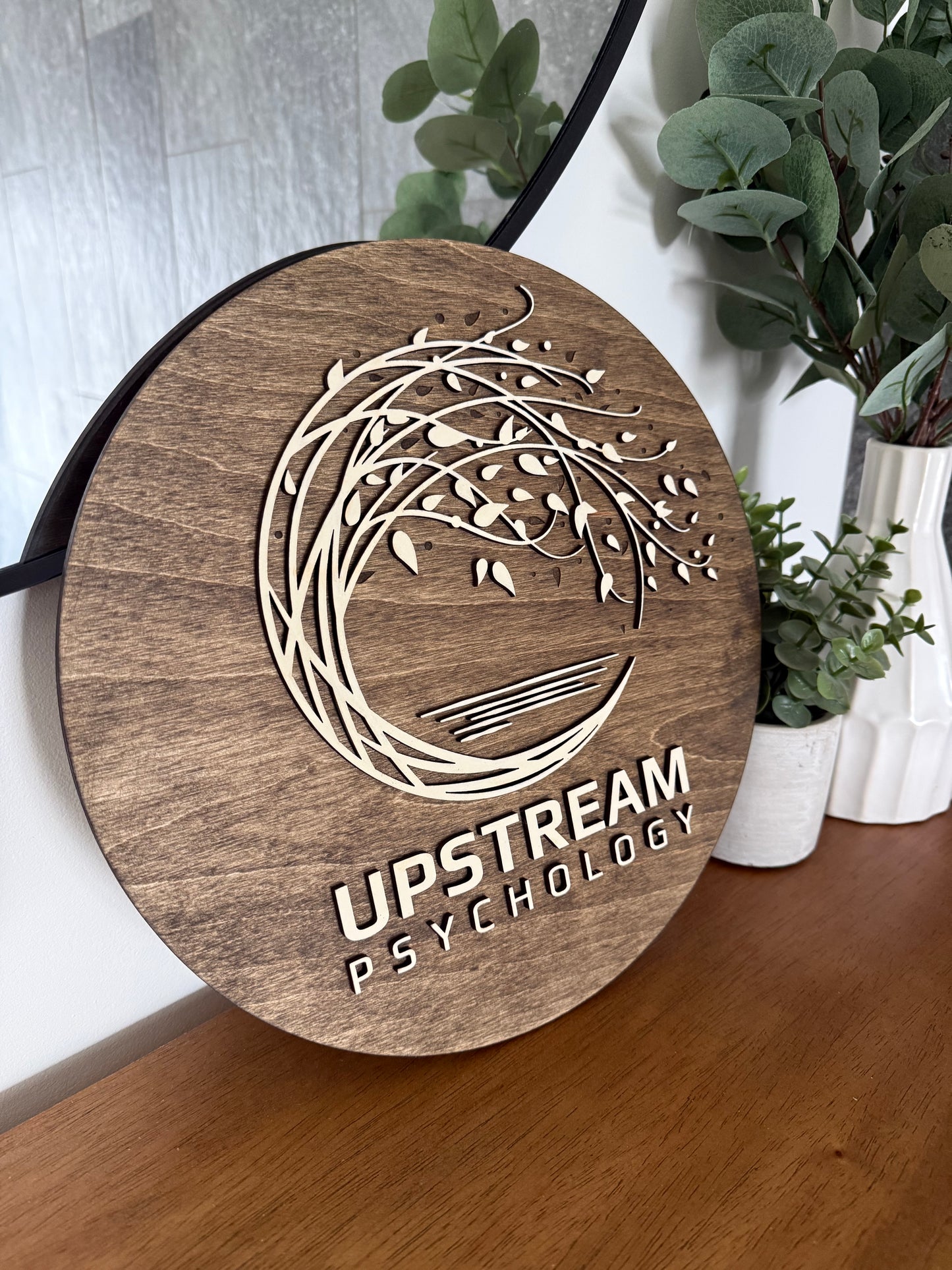 Wood Round Logo Sign