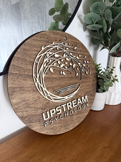 Wood Round Logo Sign