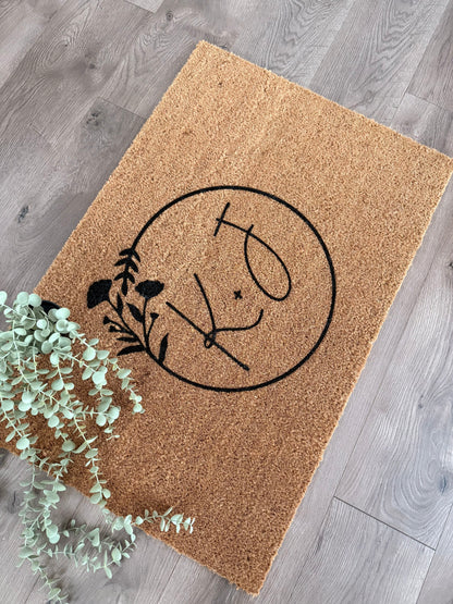 Doormat - Floral Monogram Initial