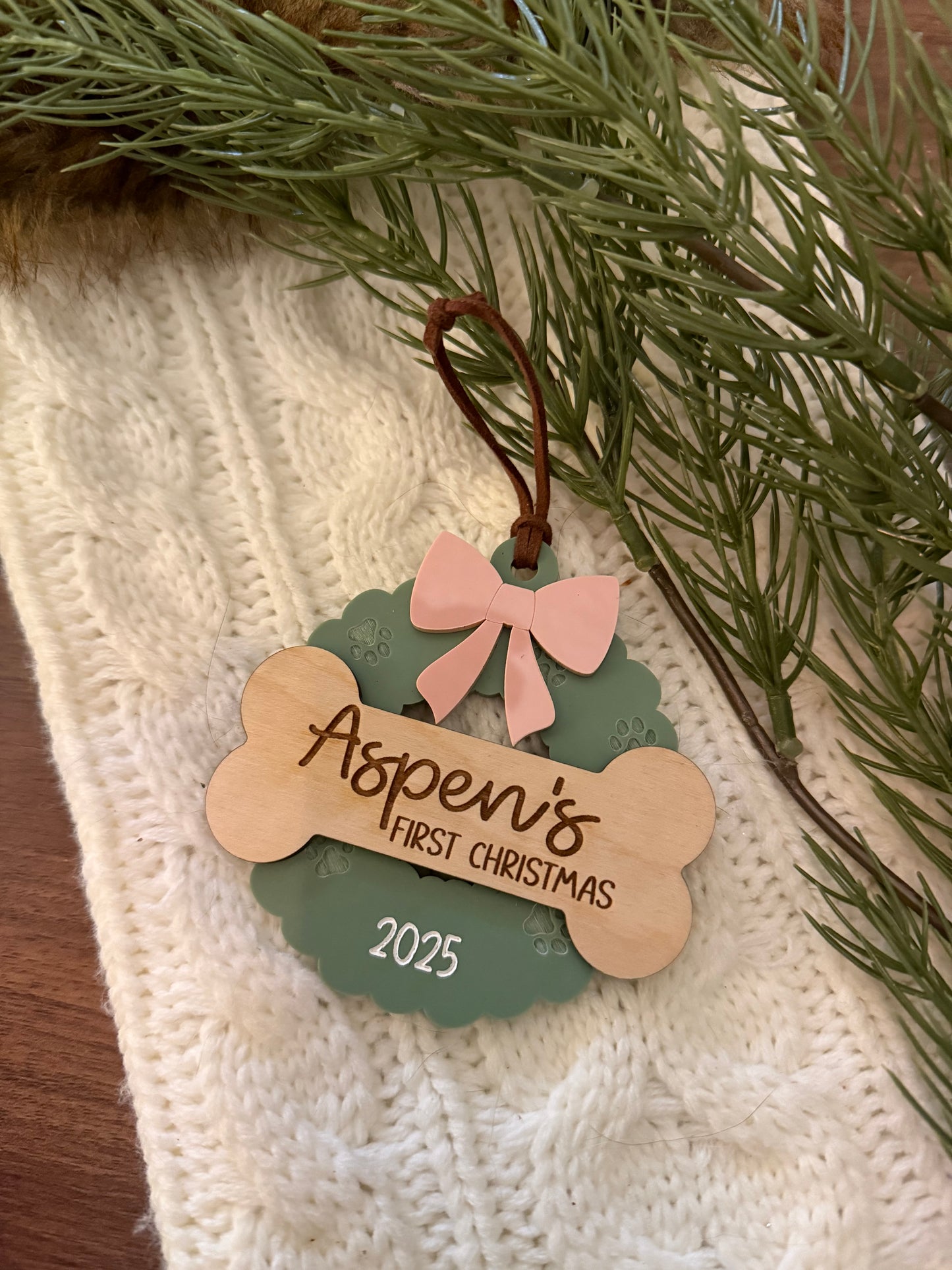 Dog's First Christmas Wreath Ornament