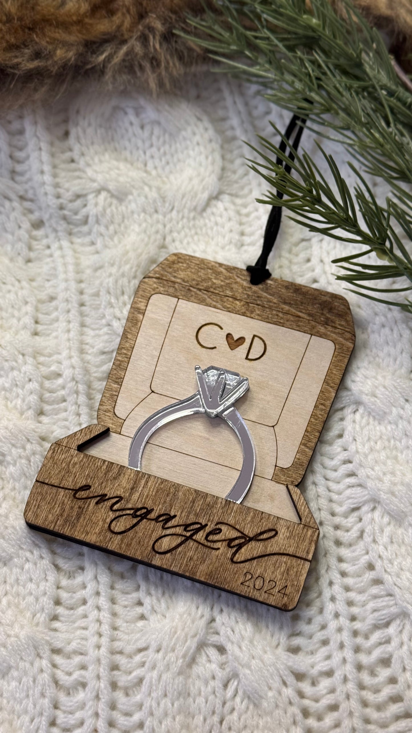 Wooden Ornament - Engaged Ring Box