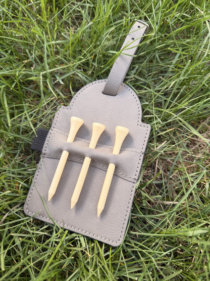 Leather Engraved Golf Tee Holder