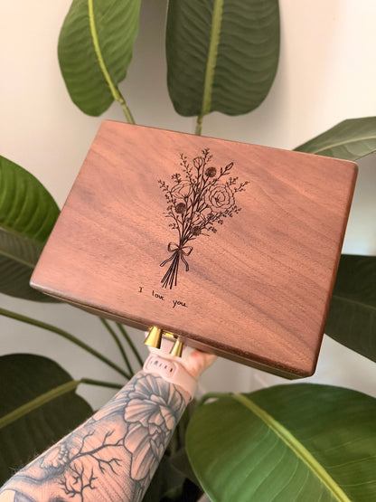 Personalized Black Walnut Jewelry Box