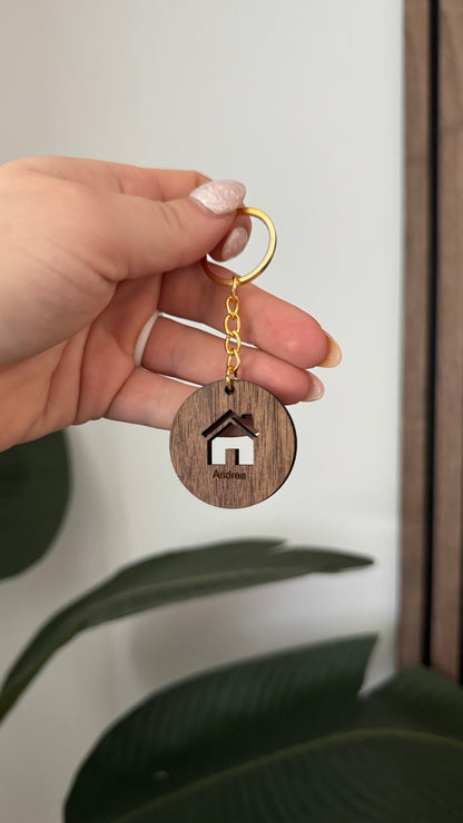 Round Walnut Keychain