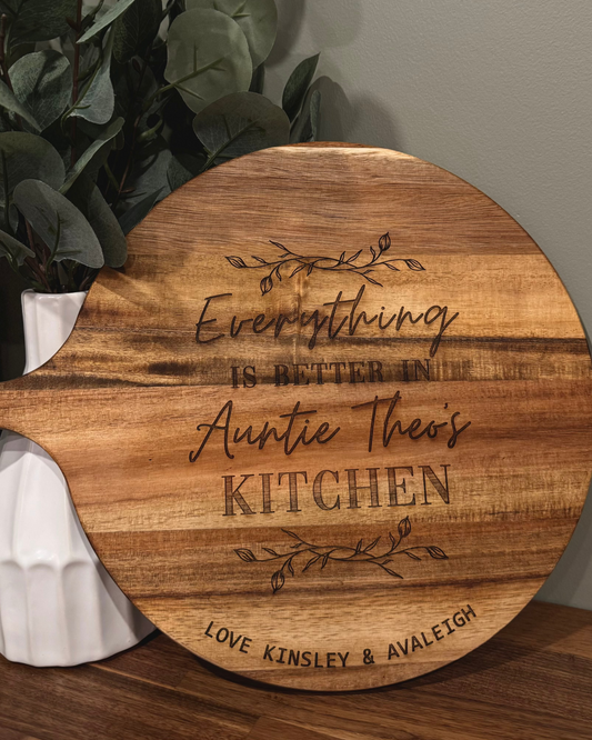 Round Acacia Serving Board - Custom