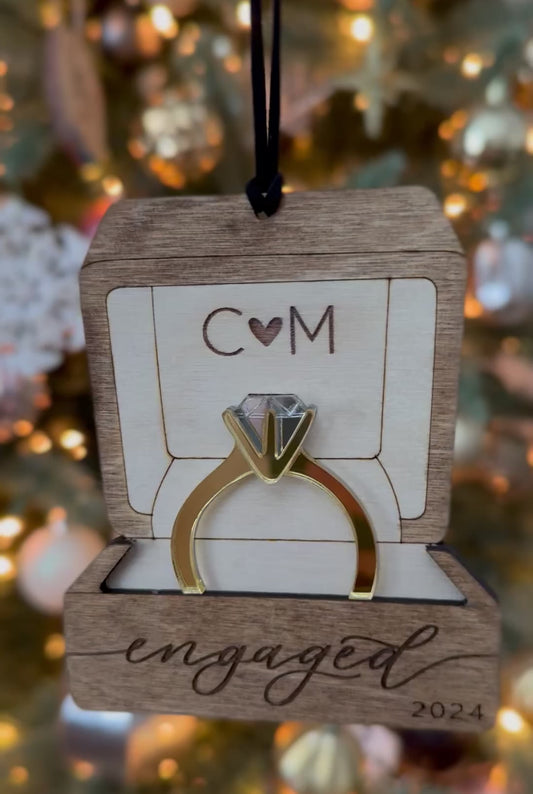 Wooden Ornament - Engaged Ring Box
