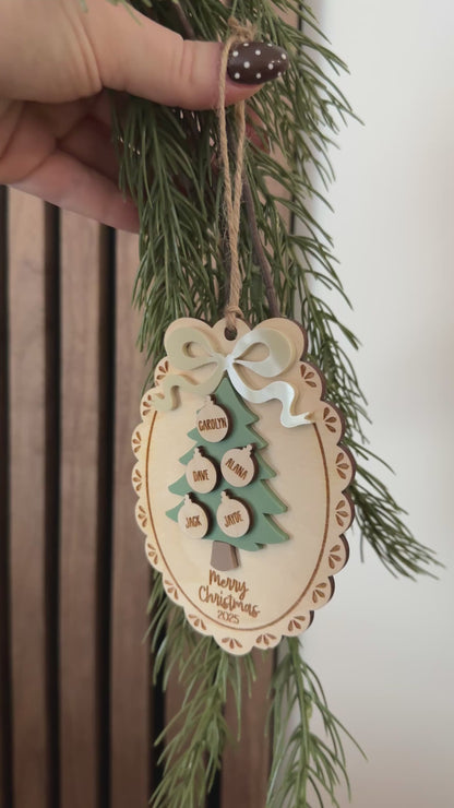 Family Scalloped Bow Ornament