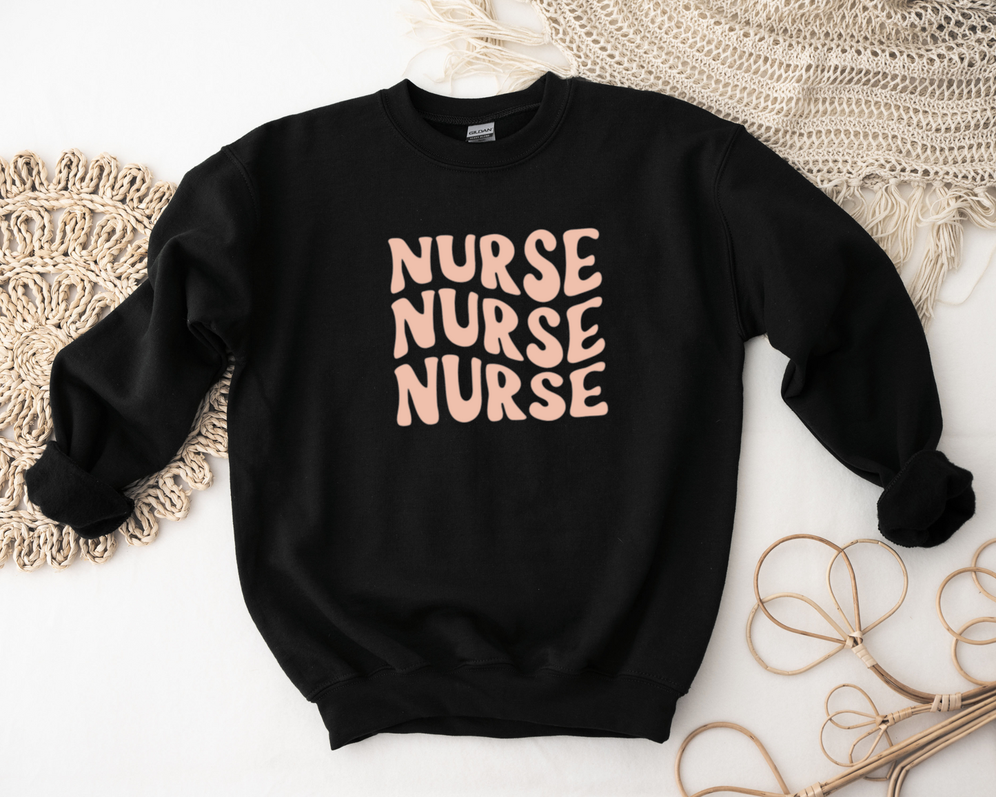 Crewneck Sweater - Groovy Retro Nurse