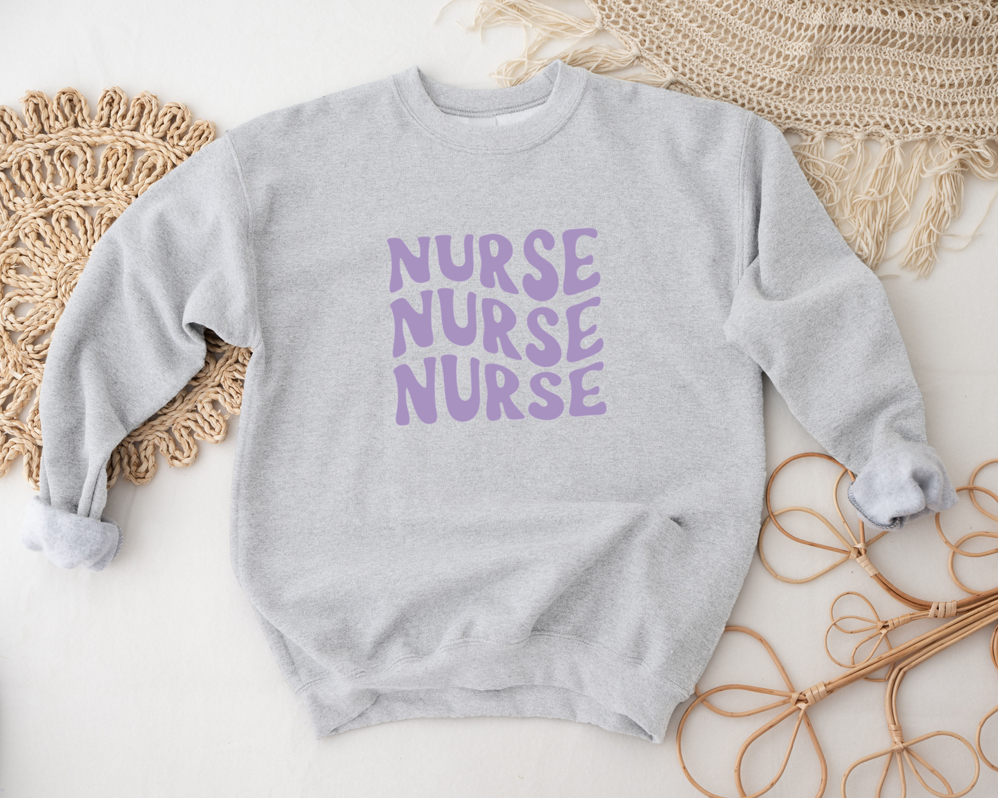 Crewneck Sweater - Groovy Retro Nurse